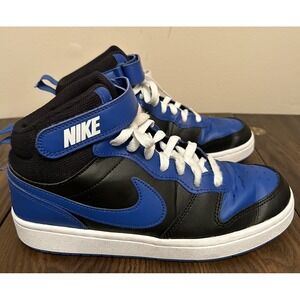 Nike Court Borough Mid 2 Black Royal Blue Size 6.5Y (DM8872-001) Youth